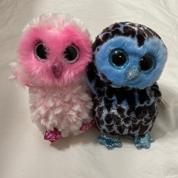 Ty Other - NWT Kid’s Ty Beanie Boos “Twiggy and Yago” Pink and Blue Owls. One size.